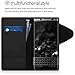 kalibri Case Compatible with BlackBerry KEYone (Key1) - Case Real Leather Book Style Protective Cover with Card Slot - Black