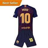 #10 Messi Barcelona Kids/Youth Home Boys Soccer Jersey & Shorts 18-19 Season Red/Blue