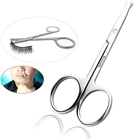 DEWSTRONG Nose hair scissors stainless steel trim beard eyebrow magnetic eyelashes