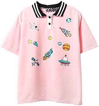Women Harajuku Style Cute Pink T Shirt Catoon Loose Cotton Casual T-shirt