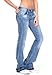 Cindy.H Women's Faded Flared Hipster Bootcut Stretch Jeans with Frayed Leg Ends