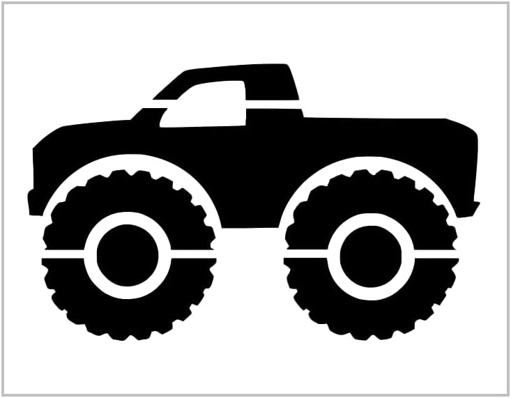 Mixed Media - Monster Truck Stencil 4 x 4 Lifted Big Tires Design 8