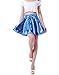HDE Women's Solid Color Metallic Flared Pleated Club Skater Skirt Blue - S