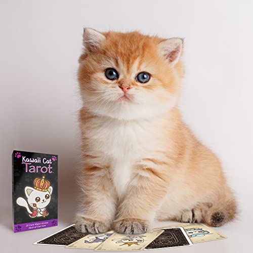 Cat Tarot Cards and Kawaii Tarot - 22 Major Arcana Card Deck – Kawaii Cat Tarot - Cat Lover Gifts, for Beginners and Experts, Includes Online Guide