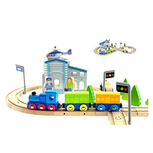 RB&G Holz Eisenbahn / Autobahn / kombinierbar / Farbecht (Police Station klein (55Teile))