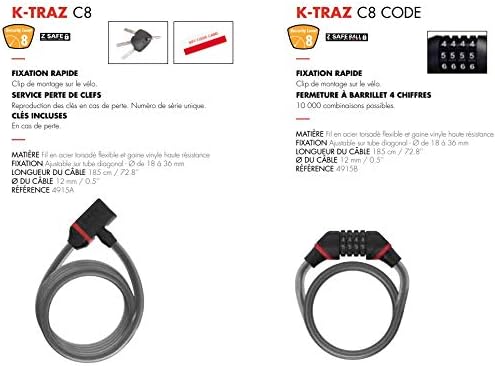 Zefal K-Traz C8 Code Cable Lock, Black, 185 cm, 185cm - Image 5