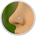 14k Gold Filled Nose Ring Stud Light Blue Opal 22 Gauge Tiny Piercing Jewelry Studs L Shape Pins for Women Men