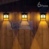 Solar Deck Lights, Led Outdoor Garden Decorative Wall Mount Fence Post Lighting, 6 Packs