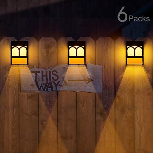 Solar Deck Lights, Led Outdoor Garden Decorative Wall Mount Fence Post Lighting, 6 Packs