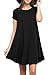 VIISHOW Women's Casual Plain Short Sleeve Simple Tshirt Loose Dress, Black, X-Large