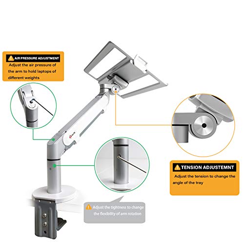 MPK Laptop Arm Mount for Desk,Adjustable Height Gas Spring Laptop Stand Clamp for Standing Desk