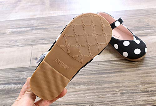 Dainzuy Toddler Baby Girls Shoes Children Dot Leather Single Shoes Soft Sole Non-Slip Princess Shoes 12-18 Months Black