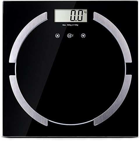 Body Fat Scale Measures Weight, Body Fat, BMI, Water, Muscle , Bone Mass and Calorie,10 Users Recognition, Step-On Techonology, High Precision 400 lb/180kg(Black)