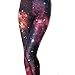 Idingding Womens Galaxy Star Printed High Waist Leggings Pants, Dark Red, M