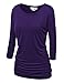 Match Women's 3/4 Sleeve Drape Top with Side Shirring (140 Purple,XX-Large)