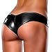 TONSEE Ladies Sexy Lingerie Night Games Glossy Leather Shorts Underwear (Black)
