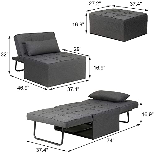 Ottoman Convertible Sofa Bed 4 in 1 Design MultiFunction 5Level