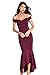 Ouregrace Womens Fishtail Long Evening Dress Off Shoulder Party Dress Wine Red