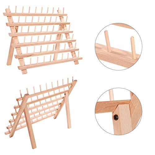 MILIJIA 60-Spool Sewing & Embroidery Threads Wooden Rack Organizer
