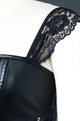 EUDOLAH-Abito-Corsetto-da-Donna-in-Ecopelle-Gotica-Steampunk-con-Lacci-e-Pizzo-e-Zipper-Festa