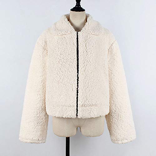 Franterd Women Coat Autumn Fuzzy Jacket Warm Artificial Wool Cardigan Open Front Full Zipper Overcoat Winter Parka Outerwear