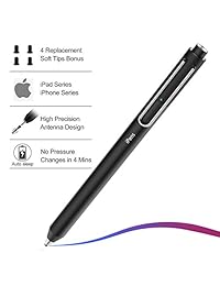 XIRON - Lápiz capacitivo para Apple iPad, lápiz capacitivo recargable, lápiz capacitivo, bolígrafo digital iPen con 4 puntas de goma de 0.079 in de punta fina reemplazables para todos los Apple iPad iPad Pro iPhone (iPens X1)