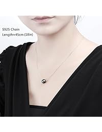 Cultivadas Tahitian Pearl Negro Individual 9   10 mm collar de plata de ley 925 regalos para mujeres por Viki Lynn