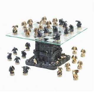 SKB Family Black Tower Dragon Chess Set kingdom bloodless glass battles