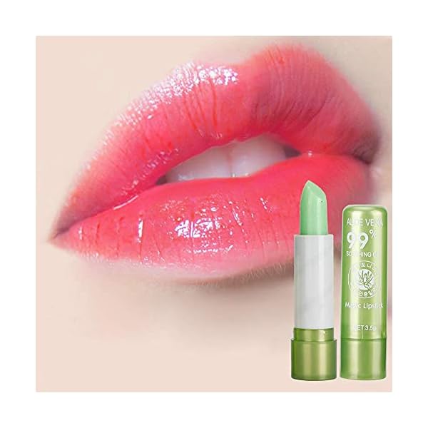 Moisturizing Lip Balm, Color Changing Lip Gloss Lipstick Beauty Tool Aloe Vera Lip Care Balm 3.5g