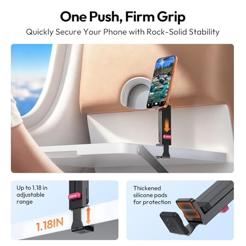 ULANZI MA88 Magnetic Phone Tripod Mount for MagSafe iPhone 17-12 Series, Strongest Magnet Handsfree Airplane Phone Holder for Woman Man, 360° Rotation Long Flight Travel Essentials for Seat Tray Table
