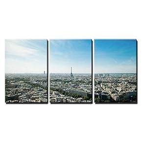 Aerial View of Paris City France x3 Panels