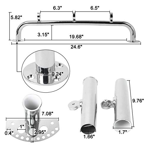 NovelBee Adjustable Stainless Steel 3 Tube Rod Holders with Innovative