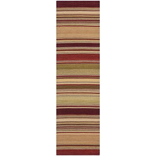Safavieh Striped Kilim Collection STK313A Hand Woven Red Premium Wool Runner (2'3" x 12')