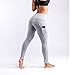 K&T Women's Yoga Pants, Power Flex High Waist Tummy Control Workout Yoga Capri Leggings with Out Pockets(Large, Light Grey)