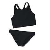 Cupshe Fashion Women's Black High Neck Tank Bikini Bathing Suit, Black, Medium