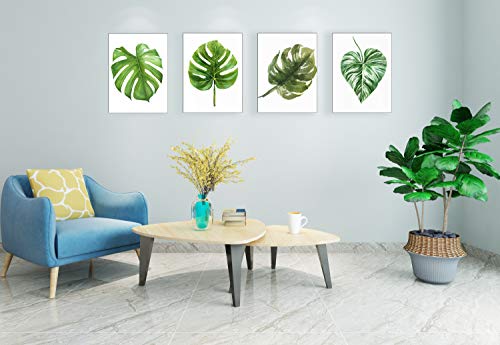Monstera Canvas Painting for Living Room Green Leaf Wall Decor Picture Monstera Leaves Photos Print Artwork (12x16inch x4pcs)