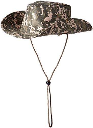 Boonie Bush Safari Outdoor Fishing Hiking Hunting Boating Snap Brim Hat Sun Cap with Neck Flap (Digital Camo, XL)