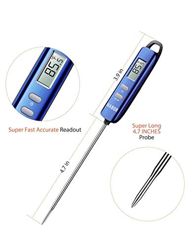 Habor 022 Meat Thermometer, Instant Read Thermometer Digital Cooking Thermometer, Candy Thermometer with Super Long Probe for Kitchen BBQ Grill Smoker Meat Oil Milk Yogurt Temperature
