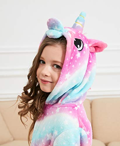 4 Soft+Unicorn+Hooded+Bathrobe+Sleepwear