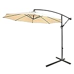 SNAIL 10' Commerical Aluminum Offset Patio Umbrella Garden Cantilever Umbrella with UV Protection Water-resistant Hanging Canopy, Beige