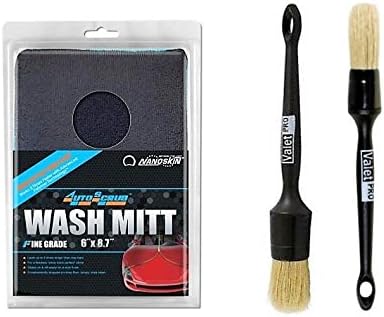 NANOSKIN AUTOSCRUB Clay WASH MITT (FINE GRADE) FREE VALET PRO DETAIL BRUSHES