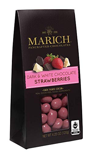 Marich Chocolates Trio Gift Set Chocolate Covered Fruits Collection (Dark and White Chocolate Strawberries, Dark Chocolate Blueberries, and Milk Chocolate Cherries) Gable Box 4.25 Oz. Each (Pack of 3) - Thumbnail 5