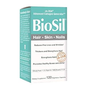 BioSil by Natural Factors, Hair, Skin, Nails, Supports Healthy Growth and Strength, Vegan Collagen, Elastin and Keratin…