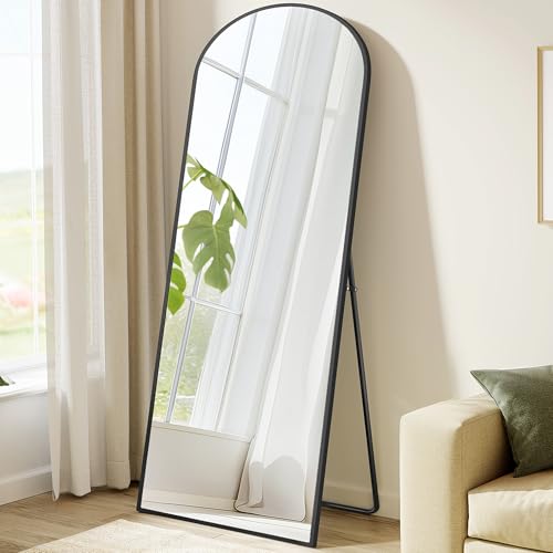 SONGMICS Ganzkörperspiegel, 165 x 60 cm, gewölbter Standspiegel, Rahmen aus Aluminiumlegierung, Hartglas, für Schlafzimmer, Wohnzimmer, Garderobe, tin
