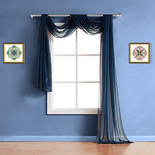 Warm Home Designs Standard 54" (Width) x 144" (Length) Sheer Royal Navy Blue Window Scarf. All Premium Valance Scarves are Great for Any Window, Bed, Wall or Other DIY Project. K Navy 144"