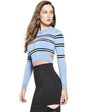 Women's Long Sleeve Havana Striped Crop Sweater
