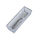 Smart Design Steel Metal Mesh Drawer Organizer w/Interlocking Ends - Utensils, Flatware, Organization - Kitchen (9 x 3 Inch) [Silver]