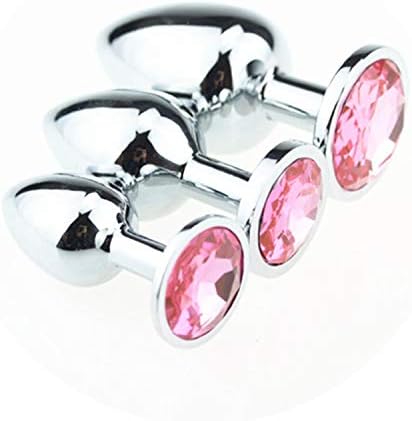 E 3 Pcs/Set Funny Toys Metal P-Lug Large Medium Smallfunny Toys for Women Men Couple Ass P-Lug,Pink