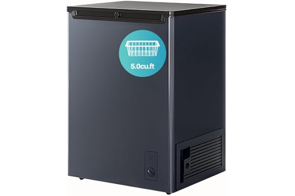 5.0 CU.FT Chest Freezer - Compact Deep Freezer with 7 Temperature Settings, Low Noise Operation, And Removable Basket, Ideal for Dorms, Apartments, And Home Kitchens.