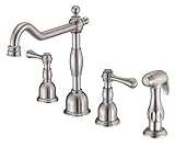 Danze D422057SS Opulence Two Handle Kitchen Faucet with Matching Side Spray, Stainless Steel